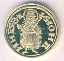 "Magyar aranypénzek utánveretben - Károly Róbert aranyforint" aranyozott Ag emlékérem 5.5g...