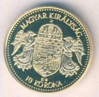 "Magyar aranypénzek utánveretben - Ferenc József 10 korona" aranyozott Ag emlékérem 5.5g T...