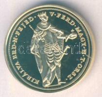 "Magyar aranypénzek utánveretben - V. Ferdinánd dukát" aranyozott Ag emlékérem 5.5g T:PP t...