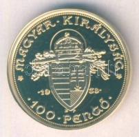 "Magyar aranypénzek utánveretben - Szent István jubileumi 100 pengő" aranyozott Ag emlékér...