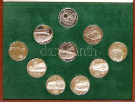 NSZK 1974. "Labdarúgó VB" Ag emlékérem teljes 10db-os klf sorozata, eredeti dísztokban! (13g/db) T:PP