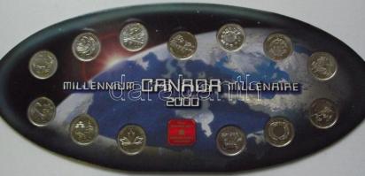Kanada 2000. 12+1db klf Quarter forgalmi szett eredeti papír dísztokban! T:1