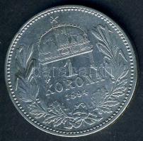 1894. 1K Ag "Ferenc József" T:2/2- tanúsítvánnyal!