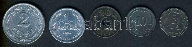 1940-1944. 2f, 10f, 20f, 1P, 2P T:2+,2 tanúsítvánnyal!