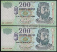 2004. 200Ft (2x) "FA" + "FB" sorozatok T:I-,II