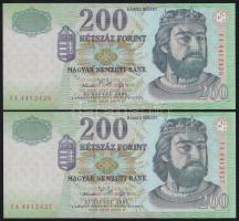 2006. 200Ft (2x) "FA" sorozat, egymásutáni sorszámmal! T:I