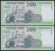 2006. 200Ft (2x) "FA" sorozat, egymásutáni sorszámmal! T:I
