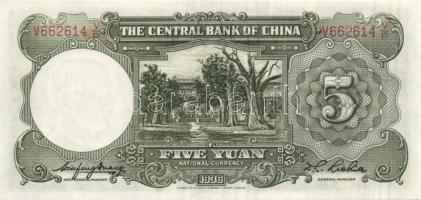 Kína/Köztársaság/Central Bank 1936. 5Y (4x) egymásutáni sorszámmal T:I
