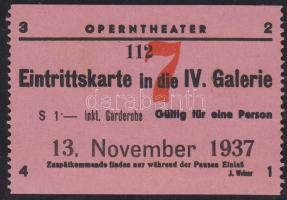 Németország 1937. november 13. Opera Színház jegy szép állapotban