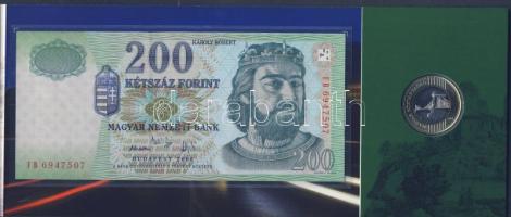 2009. 200Ft elsőnapi veret + 200Ft bankjegy "Búcsú a 200Ft-os bankjegytől" díszcsomagolásban T:BU, I Csak 12.000db!