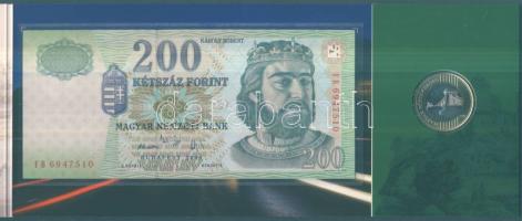 2009. 200Ft elsőnapi veret + 200Ft bankjegy "Búcsú a 200Ft-os bankjegytől" díszcsomagolásban T:BU, I Csak 12.000db!