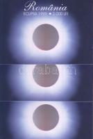 Románia 1999. 2000Lei (3x) "Napfogyatkozás" díszkiadás egymásutáni sorszámmal, emléklapon ...