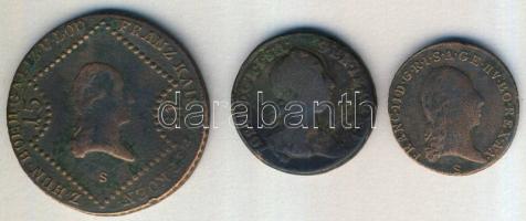 Ausztria / magyar verdejel 1774S. 1Kr + 1800S. 1Kr + 1807S 15Kr T:3+,3
