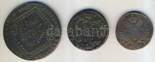 Ausztria / magyar verdejel 1774S. 1Kr + 1800S. 1Kr + 1807S 15Kr T:3+,3