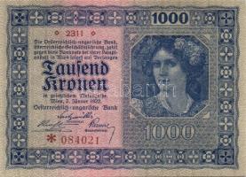 Ausztria/Osztrák-Magyar Bank 1922. 1000K "2311"-es sorozatszám (4x) egymás utáni sorszámmal T:I