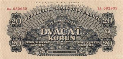 Csehszlovákia 1944. "Moszkvai kiadás" 1K + 20K + 100K mindegyik "SPECIMEN" perfo...