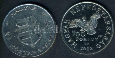 1947. 5Ft Ag "Kossuth" + 1983. 100Ft "Simon Bolivár" T:BU,2