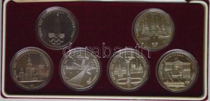 Oroszország 1977-1980. 1R "Moszkvai Olimpia / Nevezetességek" 6db klf emlékverete eredeti dísztokban T:BU tanúsítvánnyal!