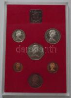 Nagy-Britannia 1981. 1/2p-10p 6klf db + "Elizabeth R-Royal Mint" Br szögletes emlékérem, szettben T:PP Tanúsítvánnyal!