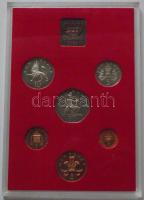 Nagy-Britannia 1981. 1/2p-10p 6klf db + "Elizabeth R-Royal Mint" Br szögletes emlékérem, s...