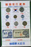 Dél-Korea 1959-1966. 50H-10W 8db klf + 10Ch + 50Ch bankjegy forgalmi szett dísztokban T:1,2,I