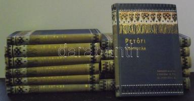 Petőfi Könyvtár 1-30. füzet. 15 kötetben. Szerk.: Endrődi Sándor és Ferenczi Zoltán. Mühlbeck Károly és Jankó János rajzaival. Bp, 1908-1911, Kunossy, Szilágyi és Tsa. Kiadói, egységes, festett, aranyozott vászonkötésben, a Leszik kötészetből. 19 cm. (13 db) Jó állapotban.