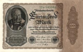 Német Birodalom / Weimari Köztársaság 1922. 1000M T:I