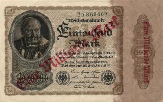 Német Birodalom / Weimari Köztársaság 1922. 1000M (2x) piros "Eine Milliard Mark" fny.-sal kétféle vízjellel T:I-,II