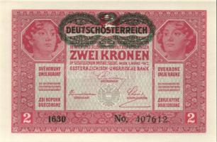 1917. 2K (3x) zöld "Deutschösterreich" fny.-sal, egymásutáni sorszámokkal T:I