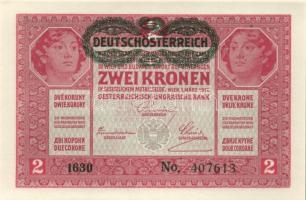 1917. 2K (3x) zöld "Deutschösterreich" fny.-sal, egymásutáni sorszámokkal T:I