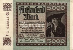 Német Birodalom / Weimari Köztársaság 1922. 5000M (3x) mindegyik különböző vízjellel T:I-