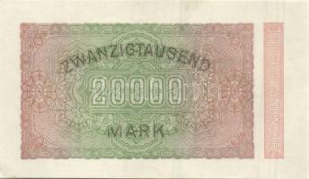 Német Birodalom / Weimari Köztársaság 1923. 20.000M (2x) egymás utáni sorszámmal, vízjel:hullámos vo...