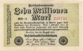 Német Birodalom / Weimari Köztársaság 1923. 10.000.000M (2x) egyik csillagos sorszámú T:I-