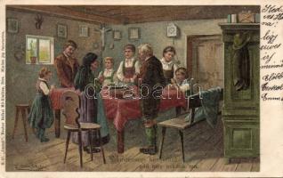 1901 ´Mi Atyánk ki vagy a Mennyekben...´ 6 darabos litho sorozat a Szent imádság teljes szövegével, ...