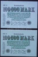 Német Birodalom/Weimari Köztársaság 1923. 100.000M (2x) zöld papír T:I