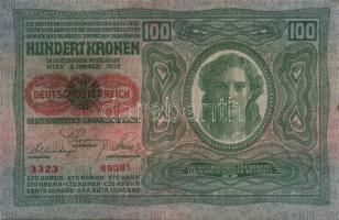 1912. 100K piros vízszintes "Deutschösterreich" felülnyomással T:II+