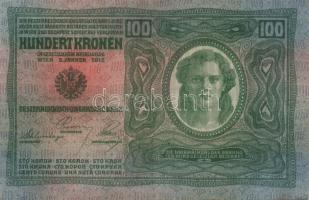 1912. 100K piros vízszintes "Deutschösterreich" felülnyomással T:II+