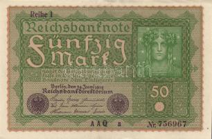 Német Birodalom / Weimari Köztársaság 1919. 50M "Reihe 1" T:I-