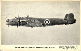 The Handley Page Halifax I.; Valentine´s ´Aircraft Recognition´ cards series (description on backside)