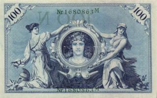 Német Birodalom/Császárság 1908. 100M zöld pecséttel és sorszámmal T:I