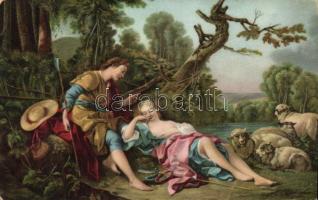 Szerelem - 10 db szerelmes párokat ábrázoló művészeti reprodukciós lap, közte néhány litho / 10 Art ...