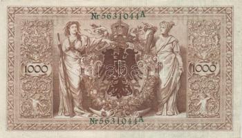 Német Birodalom/Császárság 1910. 1000M piros sorszámmal kétféle papíron (6x), zöld sorszámmal (1x) T...