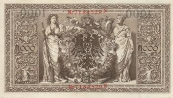 Német Birodalom/Császárság 1910. 1000M piros sorszámmal kétféle papíron (6x), zöld sorszámmal (1x) T...