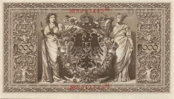 Német Birodalom/Császárság 1910. 1000M piros sorszámmal kétféle papíron (6x), zöld sorszámmal (1x) T...