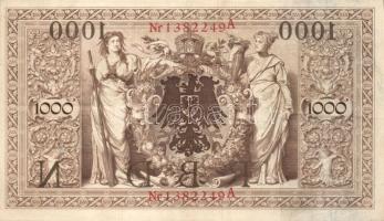 Német Birodalom/Császárság 1910. 1000M piros sorszámmal kétféle papíron (6x), zöld sorszámmal (1x) T...