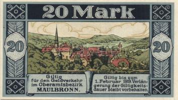 Német Birodalom/Weimari Köztársaság/Maulbronn 1918.12.31. 20M hivatalos érvénytelenítéssel T:I