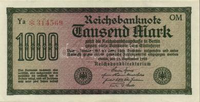 Német Birodalom/Weimari Köztársaság 1923. 1000M (2X)2klf vízjellel T:I-