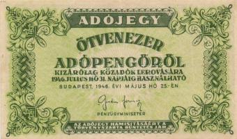 1946. 10.000AP + 50.000Ap (2x) sorszám nélkül és sorszámozva + 100.000AP (2x) sorszám nélkül és sors...