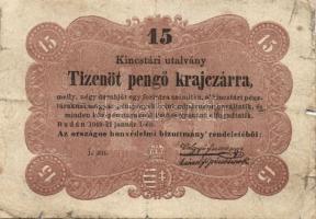 1849. 15Kr + 30Kr "Kincstári utalvány" T:III,IV