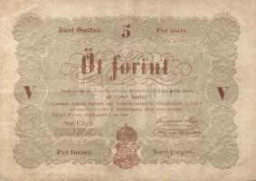 1848. 5Ft (2x) "Kossuth bankó" barna T:restaurált